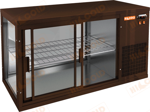 Настольная холодильная витрина  HICOLD  VRL 1300 R Brown ― Официальный сайт Российских производителей промышленного оборудования