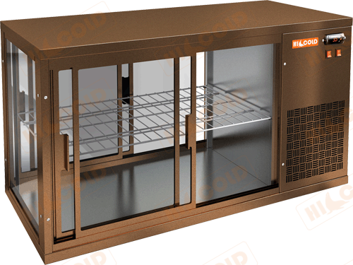 Настольная холодильная витрина сквозная  HICOLD  VRL T 1300 R Bronze ― Официальный сайт Российских производителей промышленного оборудования