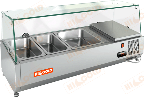 Настольная охлаждаемая витрина для ингредиентов  HICOLD  VRTG 1000 1/4 ― Официальный сайт Российских производителей промышленного оборудования