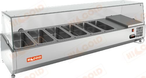 Настольная охлаждаемая витрина для ингредиентов  HICOLD  VRTG 1390 1/4 ― Официальный сайт Российских производителей промышленного оборудования