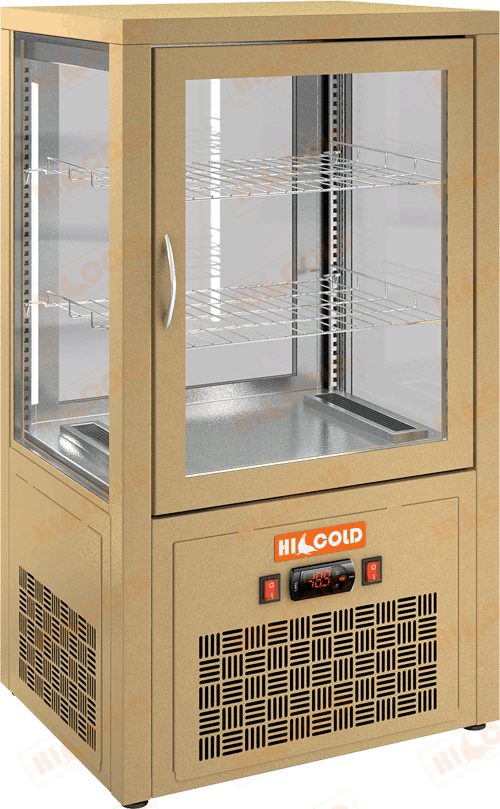 Настольная вертикальная сквозная холодильная витрина  HICOLD  VRC T 70 Beige ― Официальный сайт Российских производителей промышленного оборудования