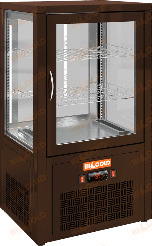 Настольная вертикальная сквозная холодильная витрина  HICOLD  VRC T 70 Brown ― Официальный сайт Российских производителей промышленного оборудования